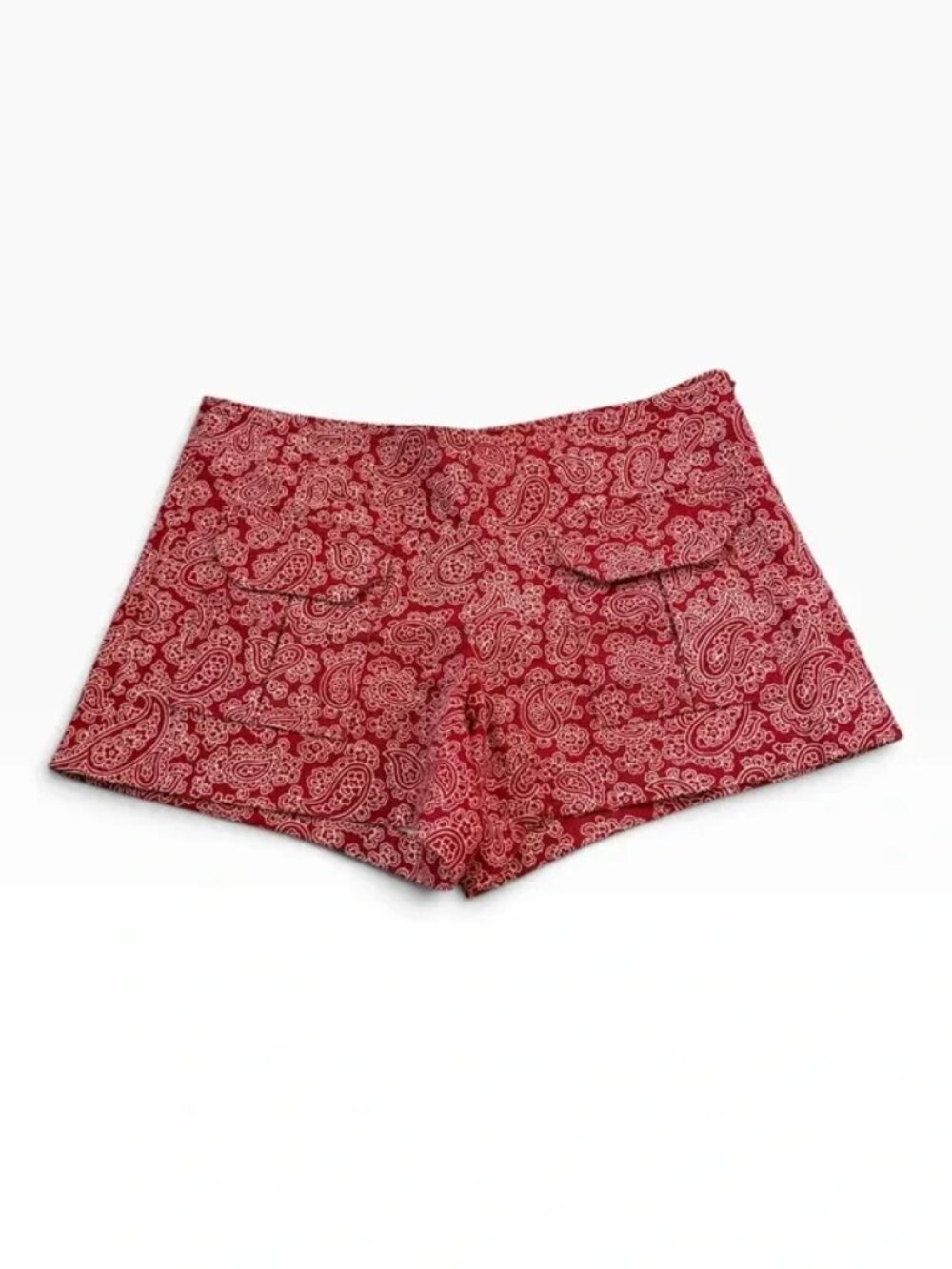 No brand red paisley print shorts